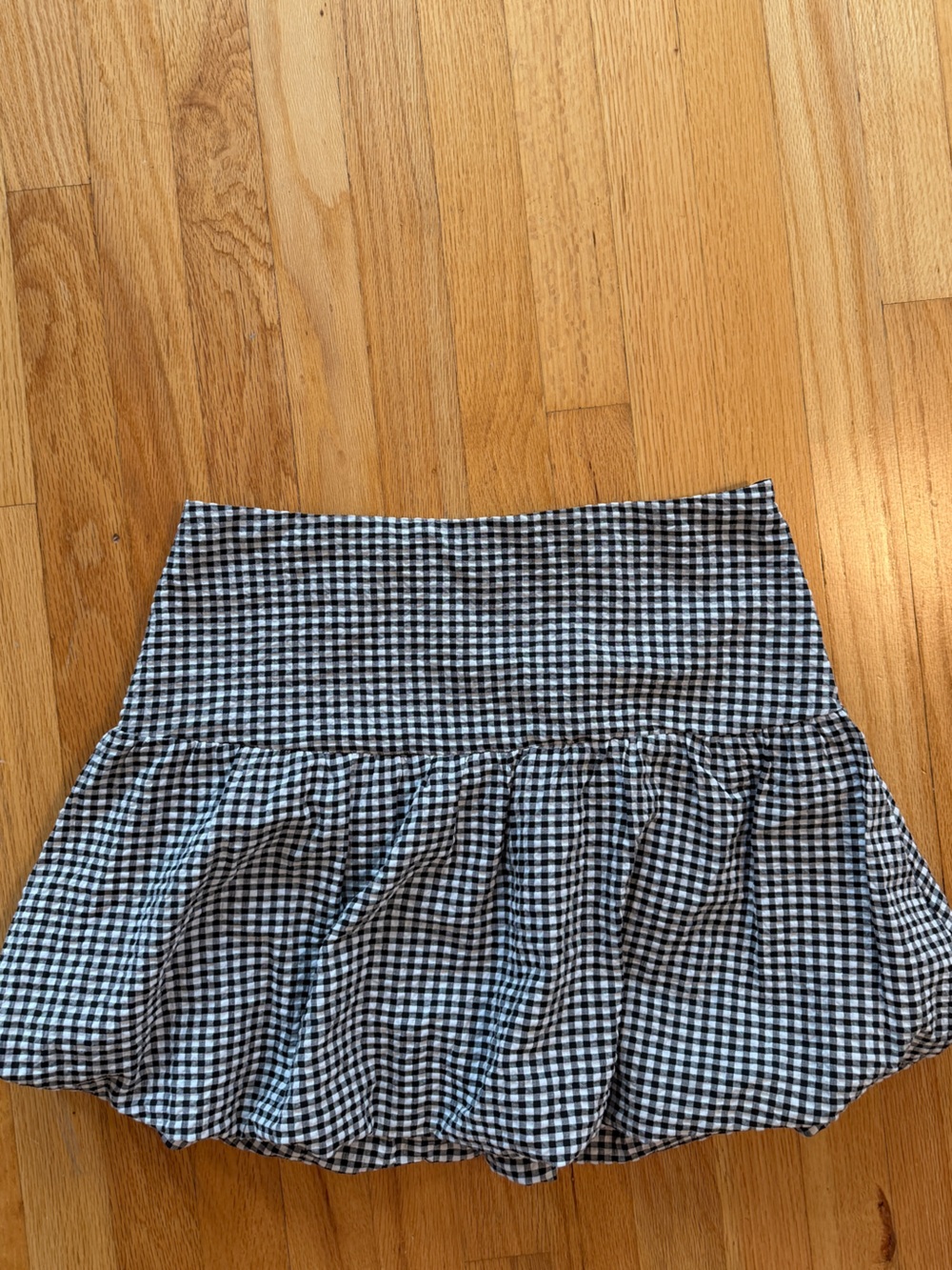bp Black and White Gingham Mini Bubble Skirt